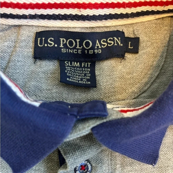 US Polo Assn Ralph Lauren Color Block Embroidered 2 Button Polo Size Large - Picture 5 of 7